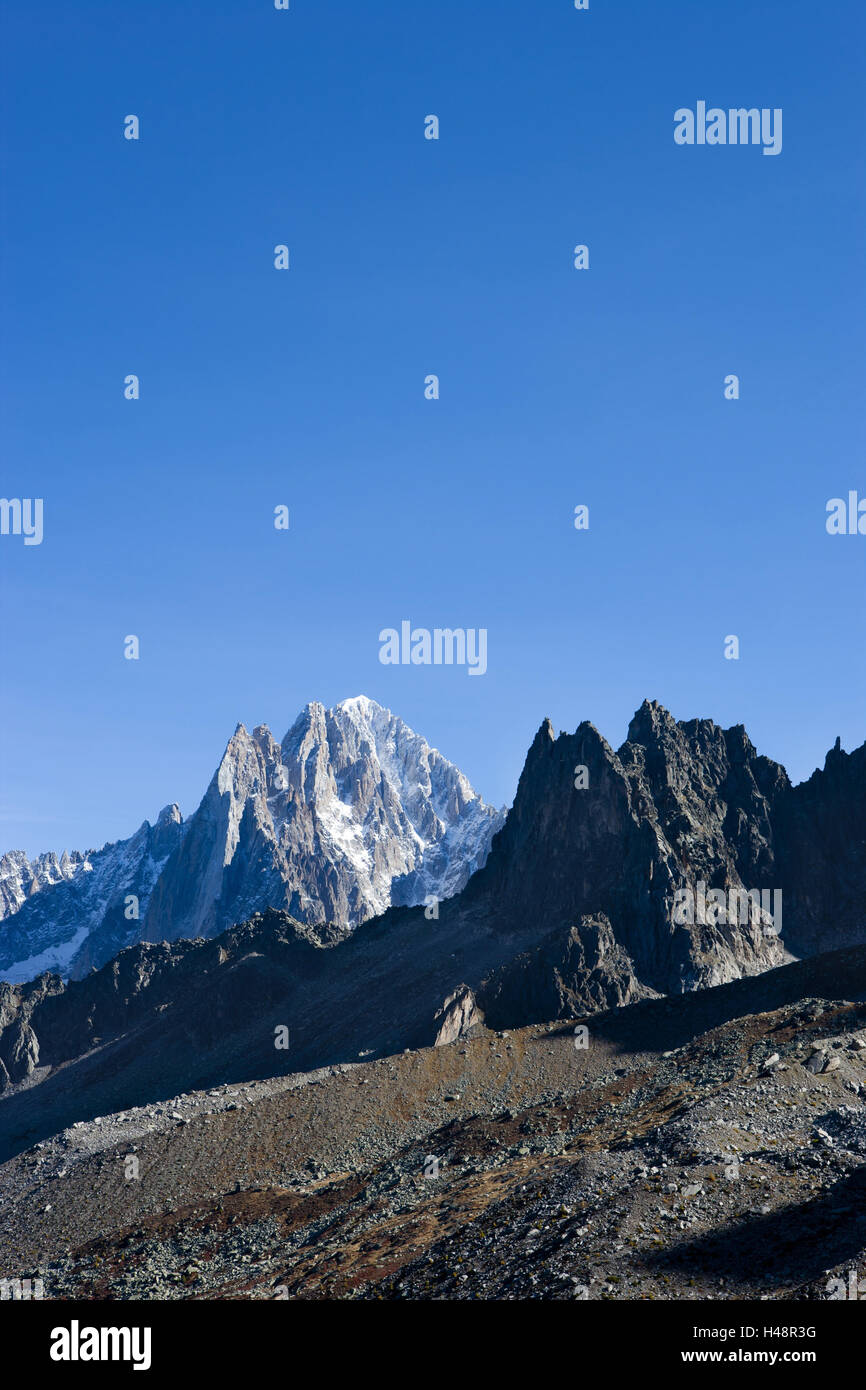 Les Drus, Aiguille Verte, climbing mountains, Chamonix-Mont-Blanc, Stock Photo