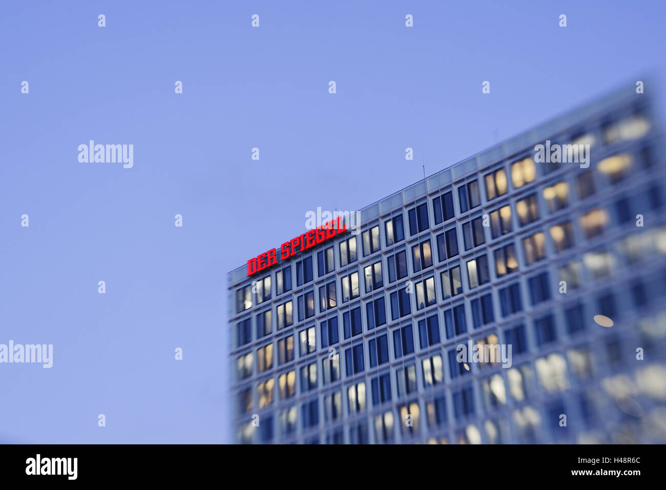 Facade of the reflector of publishing house, selective focus, Hanseatic town Hamburg, Germany, Stock Photo