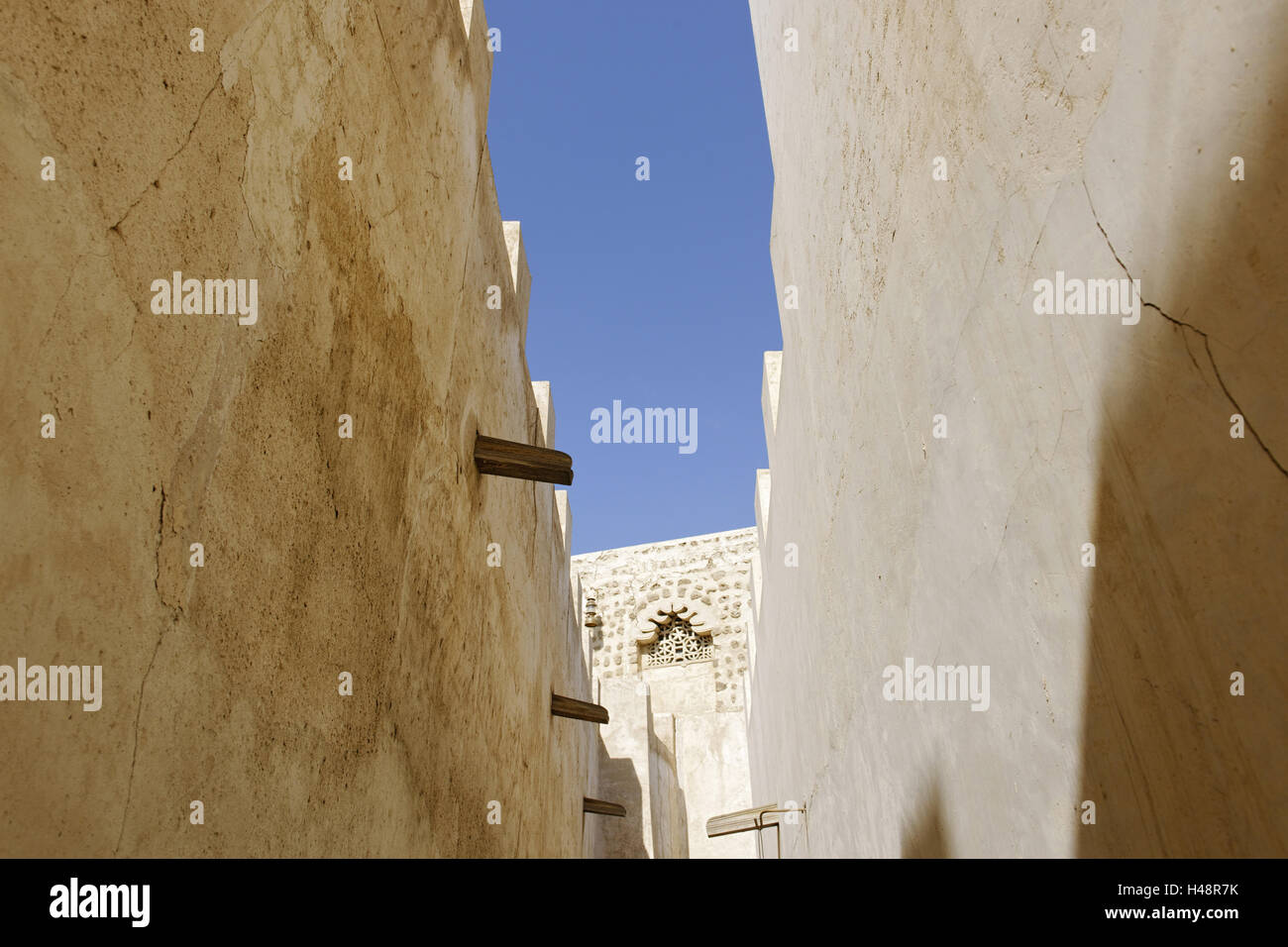 restored houses in the Old Town, Al Mareija, emirate Sharjah, United Arab Emirates, Arabian peninsula, the Middle East, Asia, Stock Photo