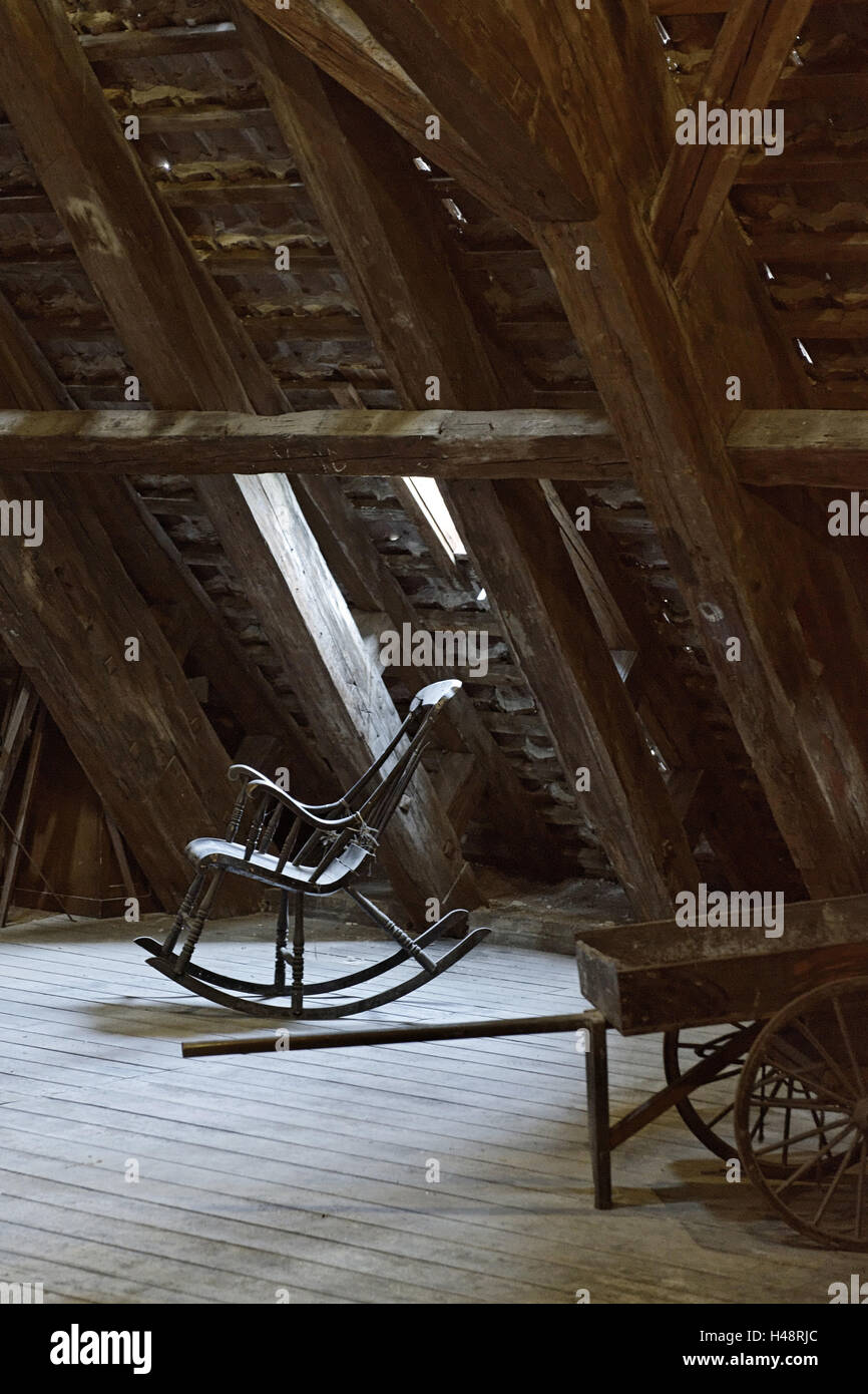 Rocking chair on attic hi-res stock photography and images - Alamy