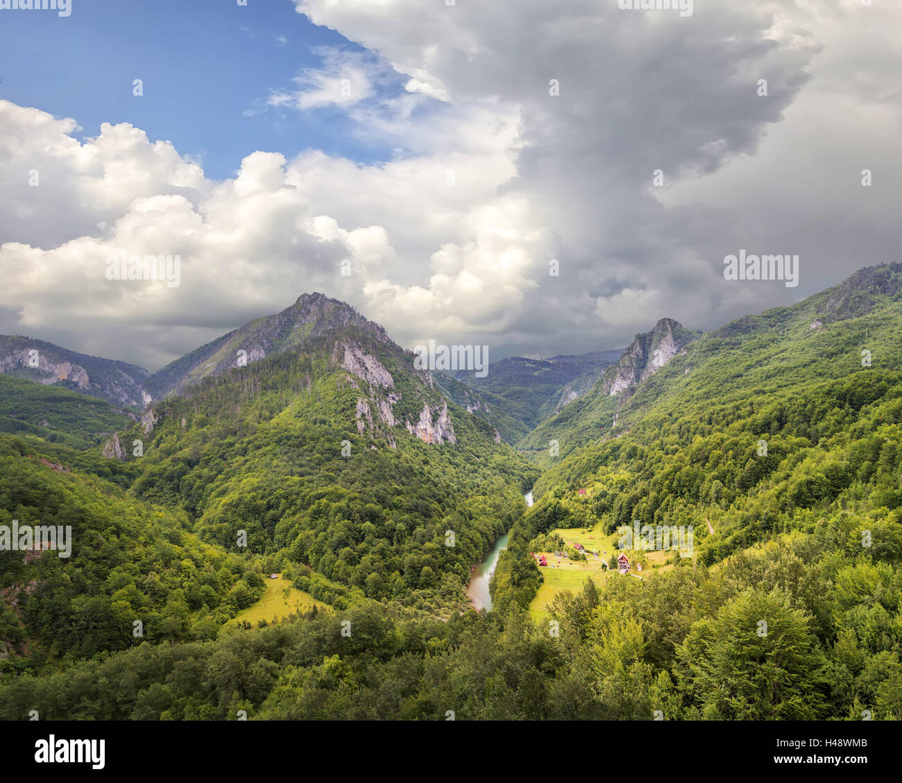 Scenic panoramic view of the canyon of the river Tara in Montenegro. Stock Photo