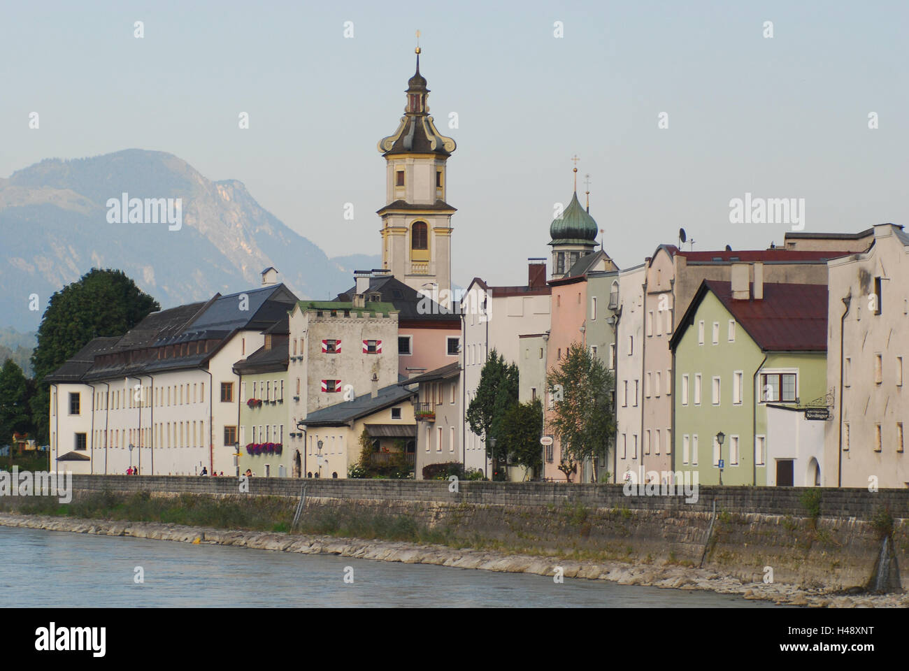 Austria, Tyrol, rat's mountain in the Inn, local view, church, River