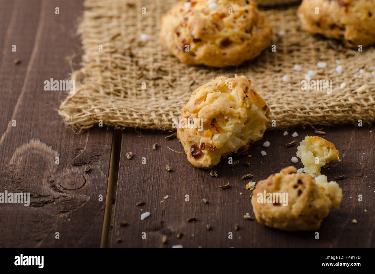 Crackers Homemade Baked In Oven With Cottage Cheese Stock Photo