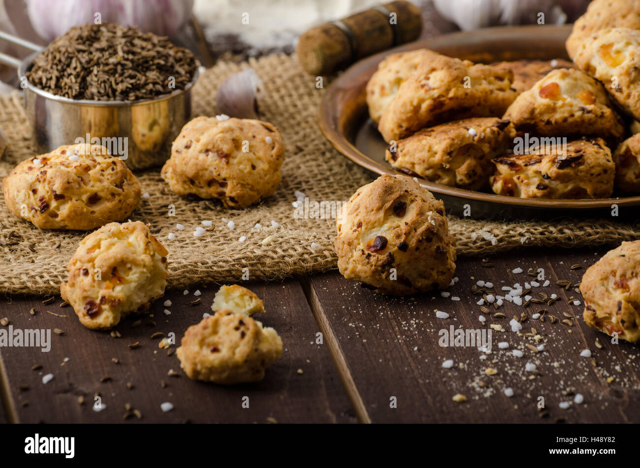 Crackers Homemade Baked In Oven With Cottage Cheese Stock Photo