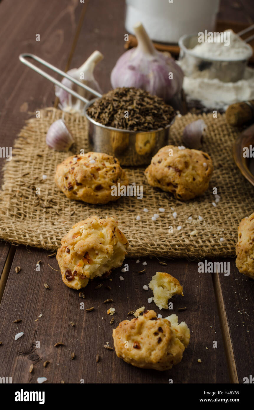 Crackers homemade, baked in oven with cottage cheese Stock Photo Alamy