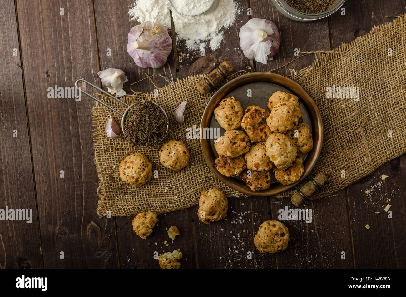 Crackers homemade, baked in oven with cottage cheese Stock Photo Alamy