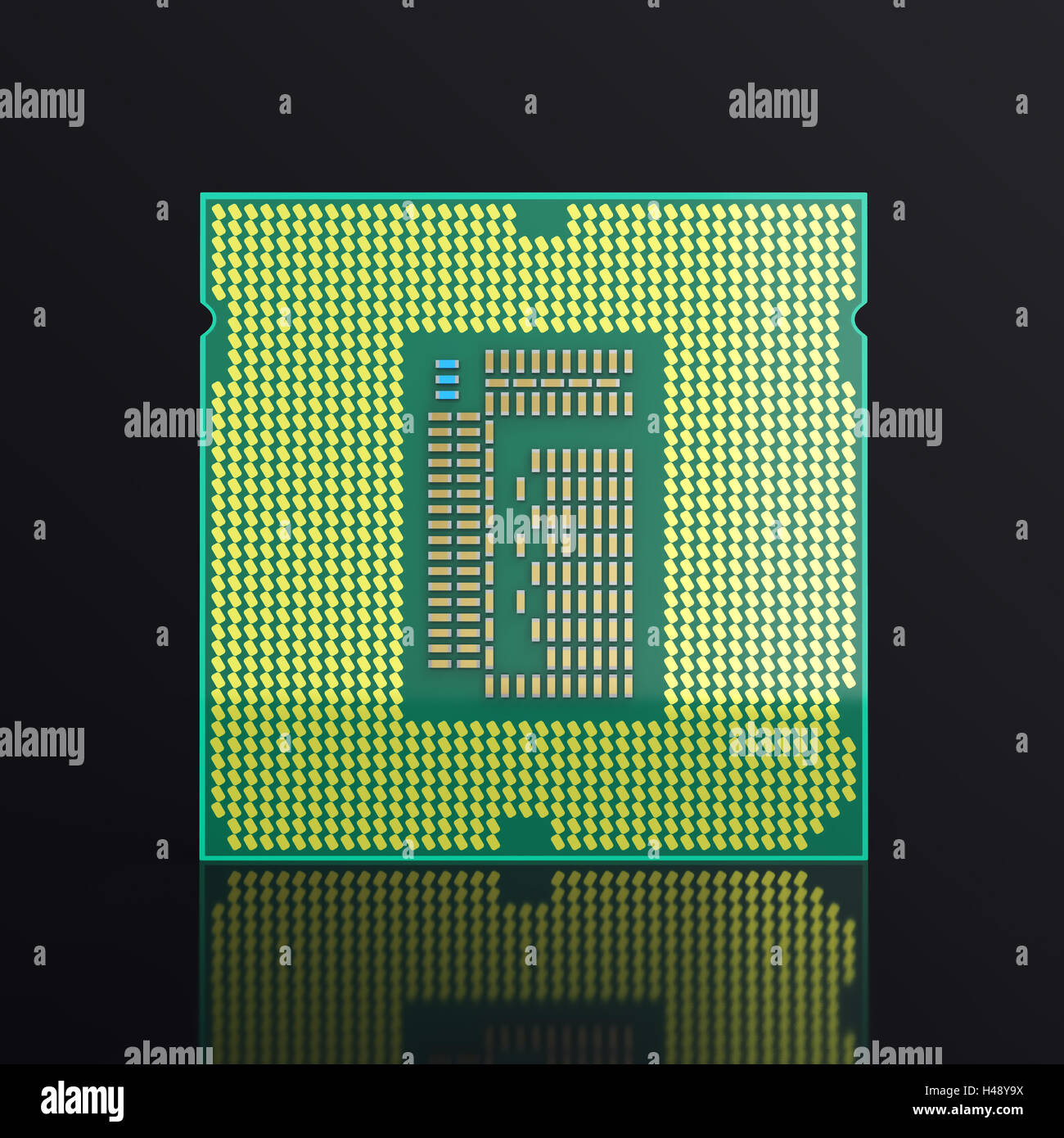 3d illustration computer PC CPU chip electronics industry concept