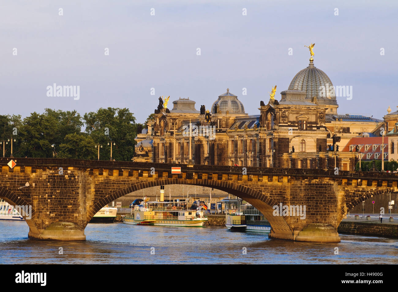 Augustusbrücke, academy of arts, Dresden, Saxony, Germany, Stock Photo