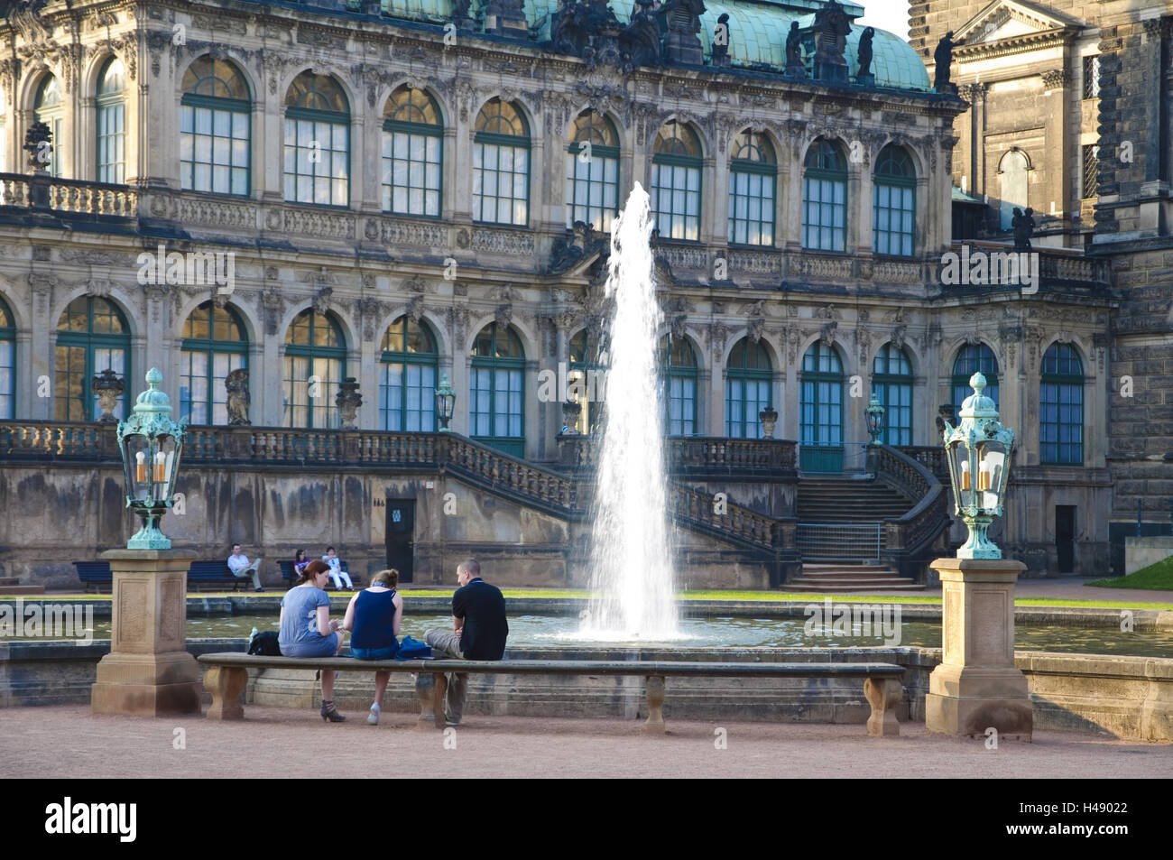 Dresden Zwinger, water jet, Dresden, Saxony, Germany, Stock Photo