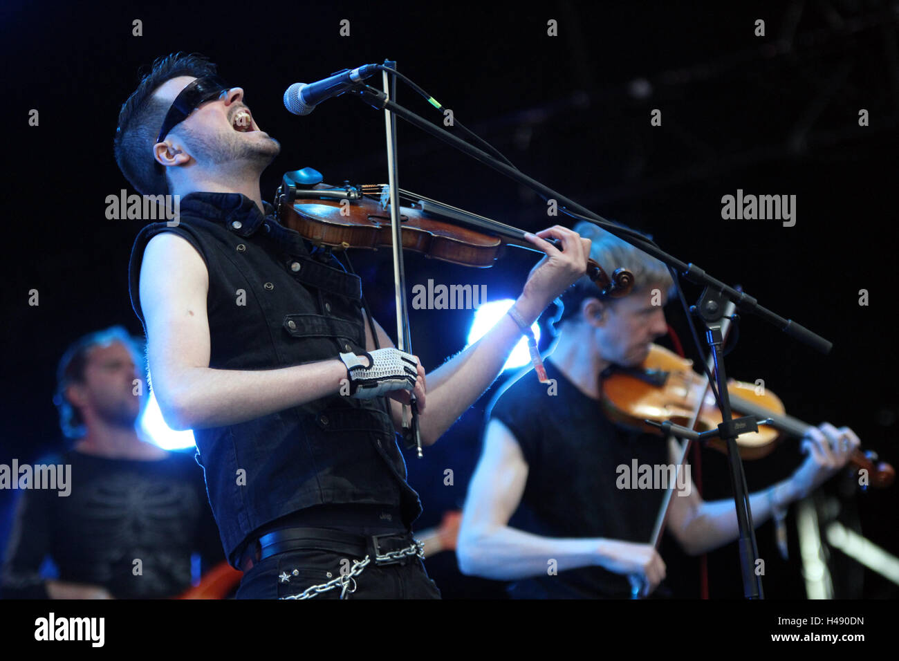 Scottish folk band Treacherous Orchestra performs at the Colours of Ostrava music festival, Czech Republic, 14 July 2016. Stock Photo