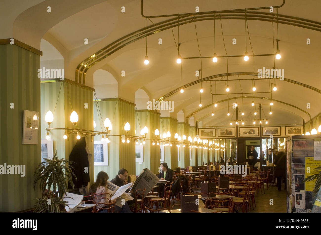 Austria, Vienna, cafe museum, Friedrichstrasse 6, the interior equipment decorated Adolf Loos, The café was closed in 2010, Stock Photo