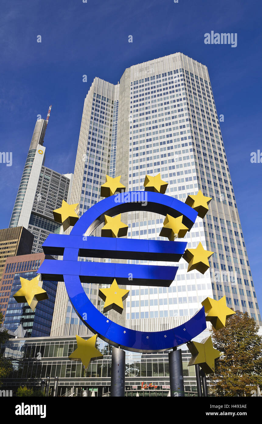 Germany, Hessen, Frankfurt, eurotower, euroicon, icon, euro ...