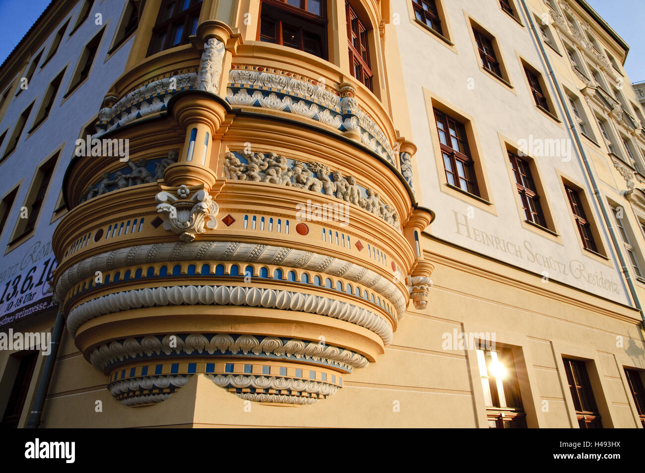 New market, contactor house, relief, Renaissance, bay window, Dresden, Saxon, Germany, Stock Photo