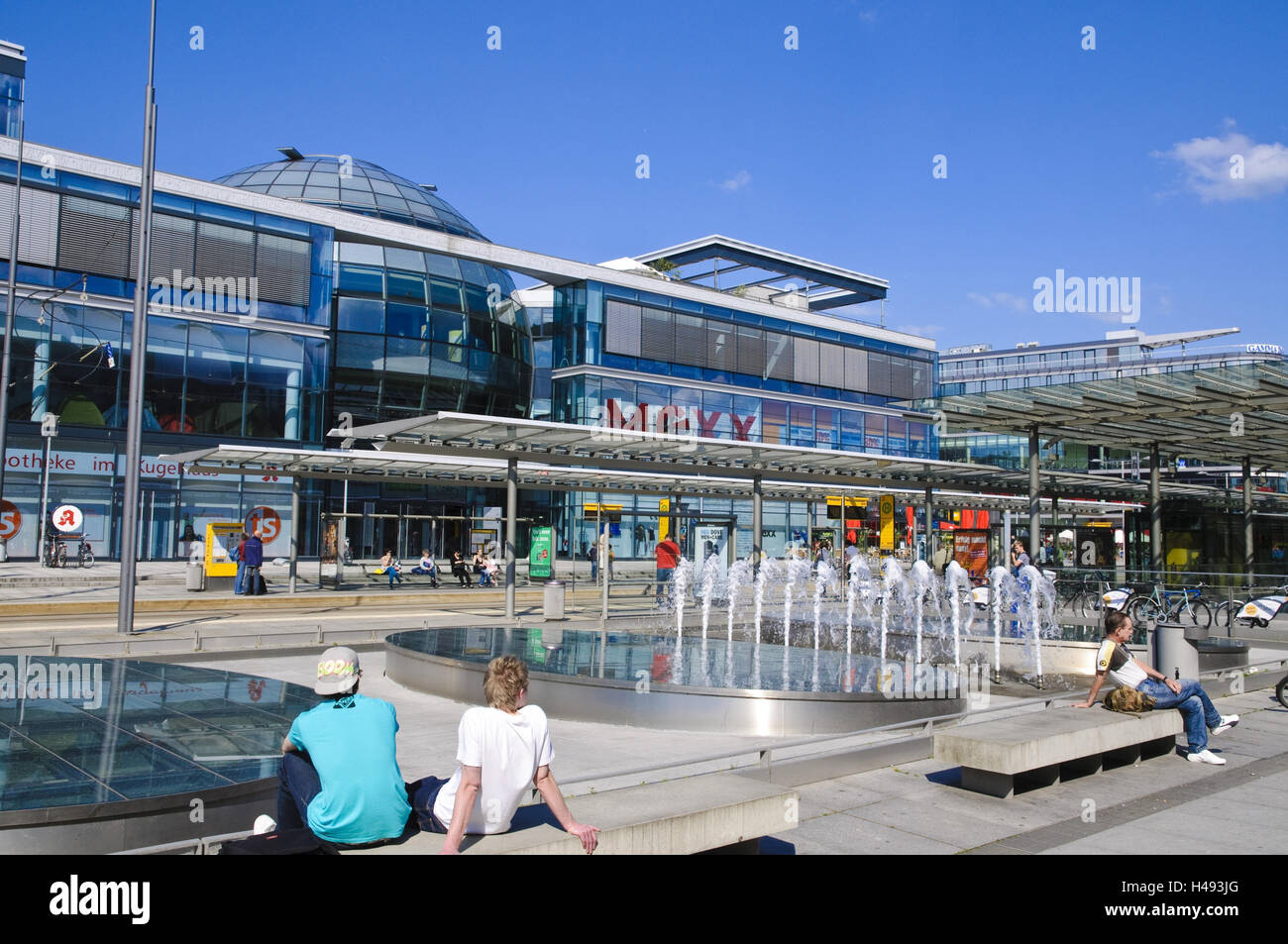 Sphere house on the Viennese space, well, tram stop, Dresden, Saxon, Germany, Stock Photo