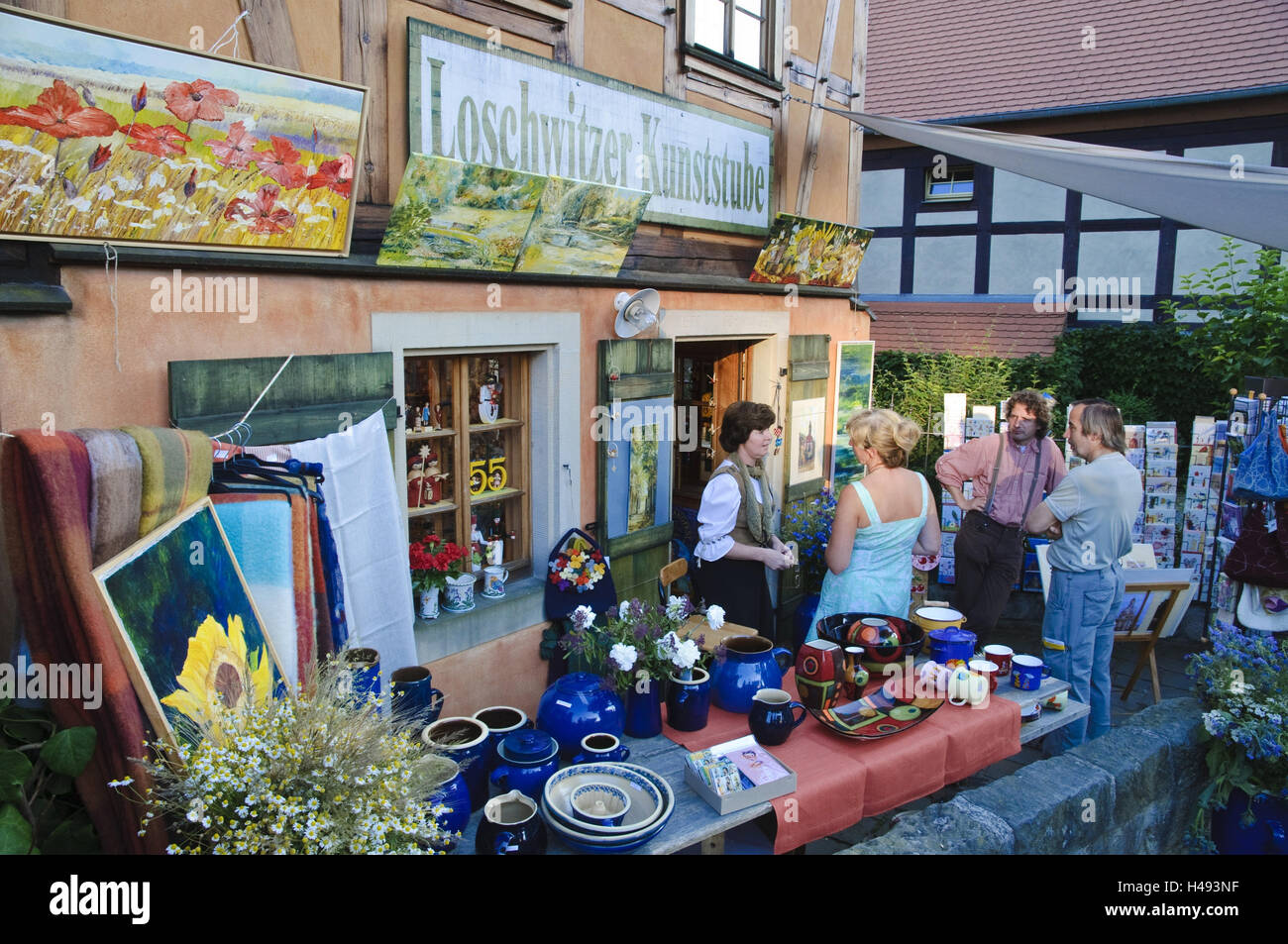 Handicraft shop, Elbhangfest in Loschwitz, Dresden, Saxony, Germany, Stock Photo