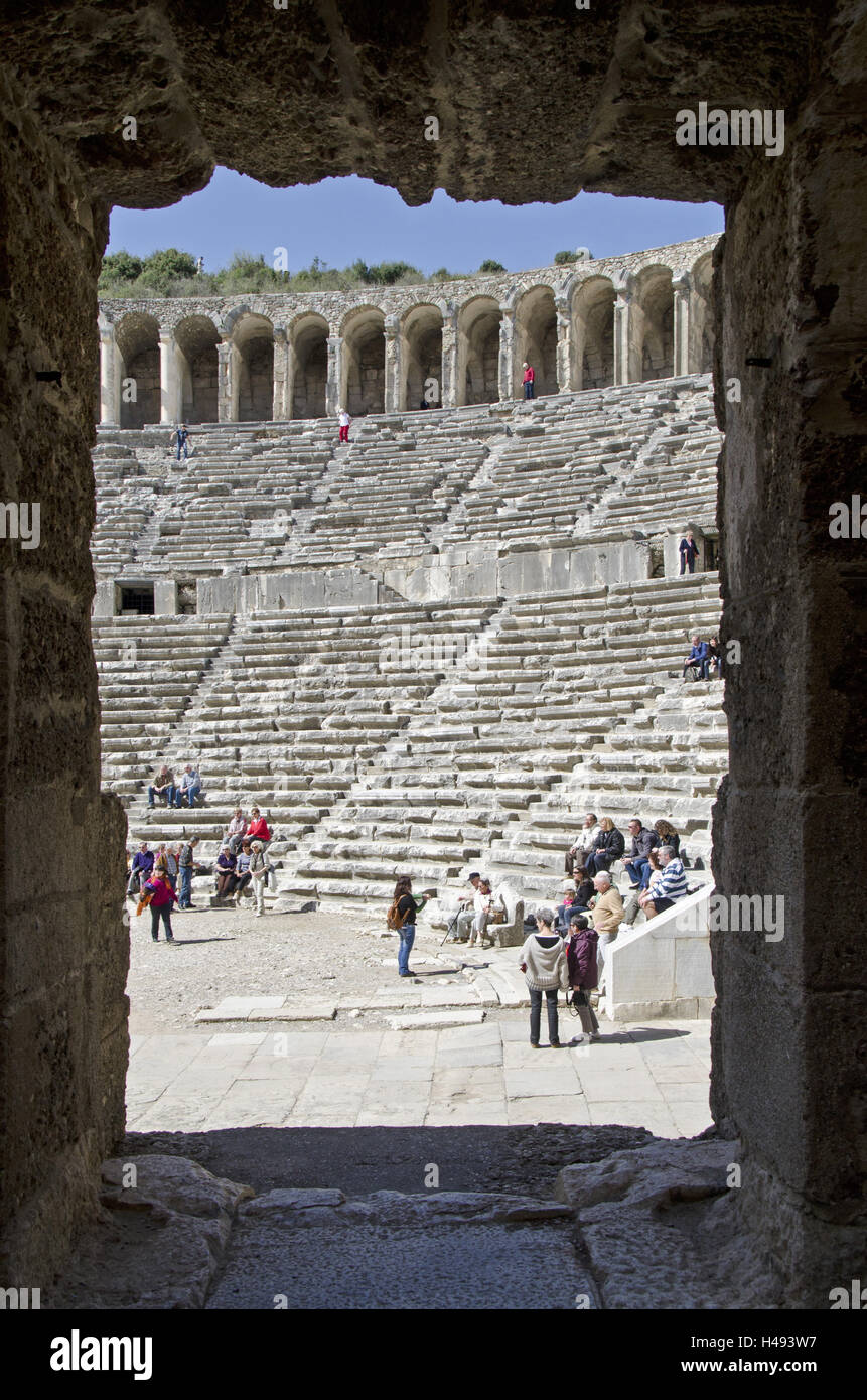 Turkey, south coast, province of Antalya, Aspendos, amphitheatre, interior, Stock Photo