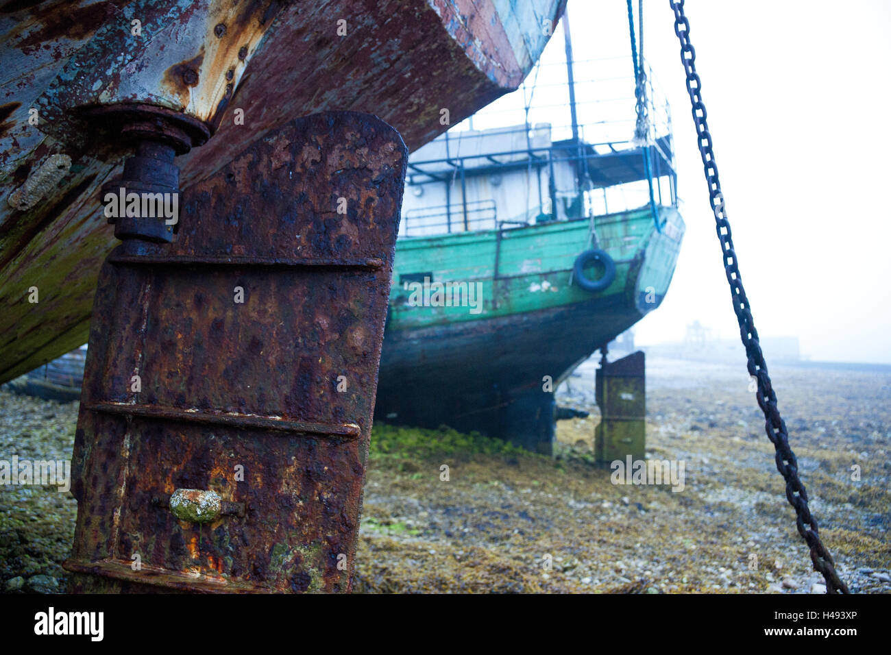 old ship wreck, Camaret sur Mer, Brittany, France, Stock Photo