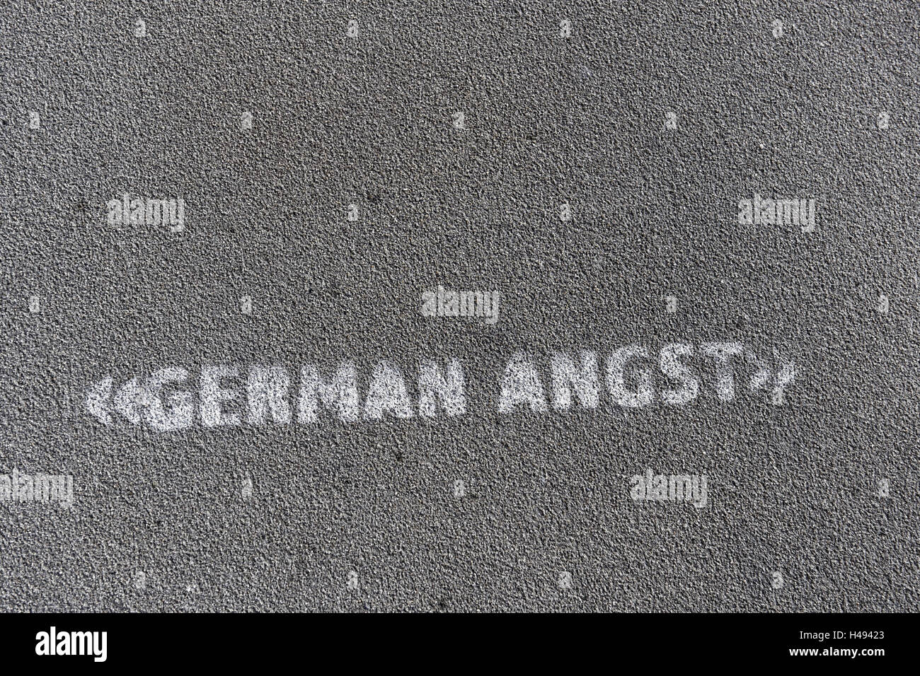 Writing 'German Angst' on a footpath, Hamburg, Germany, Stock Photo