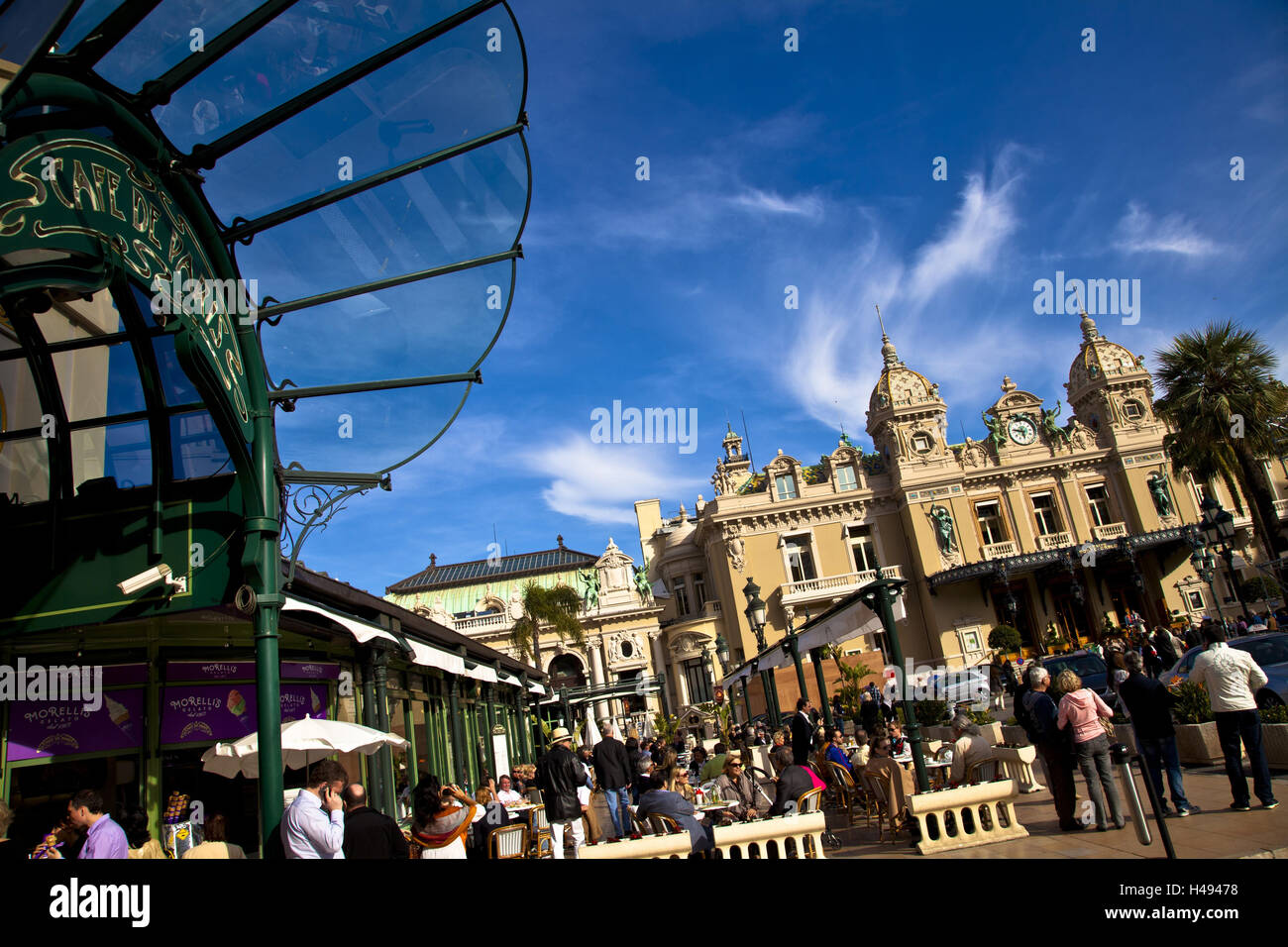 Monte Carlo, Monaco, casino and cafe de Paris at the Place du Casino, Stock Photo
