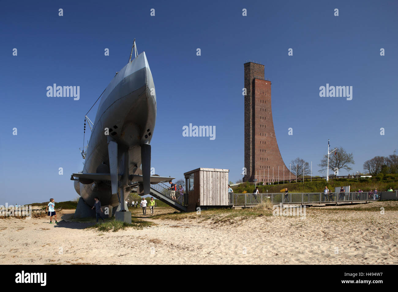 Germany, Schleswig - Holstein, Baltic Bath Laboe, naval monument, tourists, Stock Photo