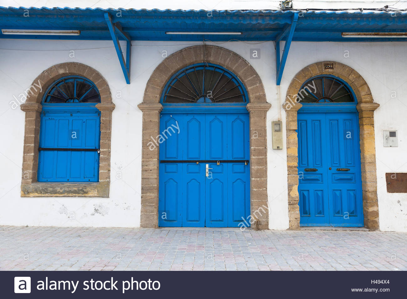 Typical Blue Doors And Windows In The Old Town Of Essaouira