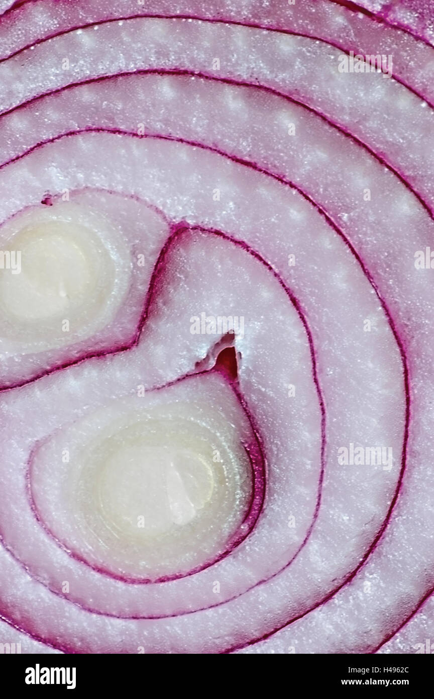 Red onion slice cut texture pattern flat lay, large detailed vertical