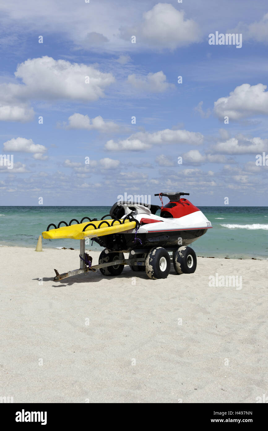 Jet ski of the lifeguards, beach paragraph '3 PIECES', Atlantic, Miami ...