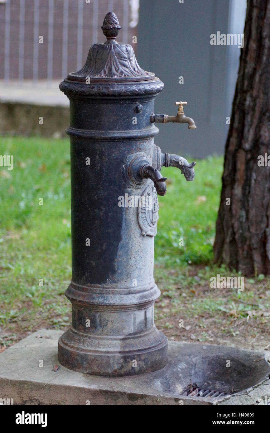 Ancient standpipe for public use. Marradi, Italy Stock Photo