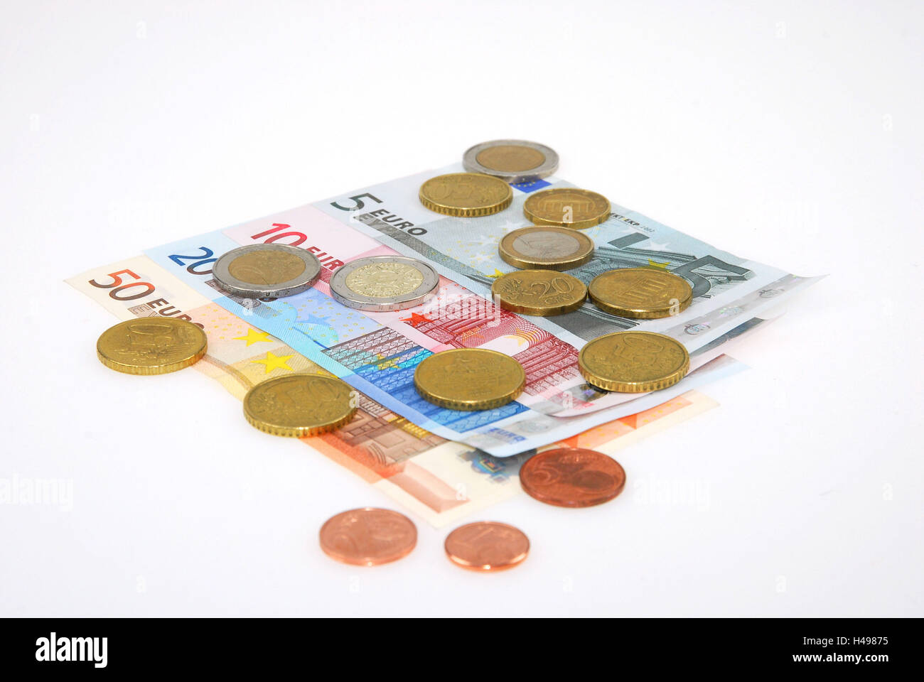 Euro, coins and bank notes, Stock Photo