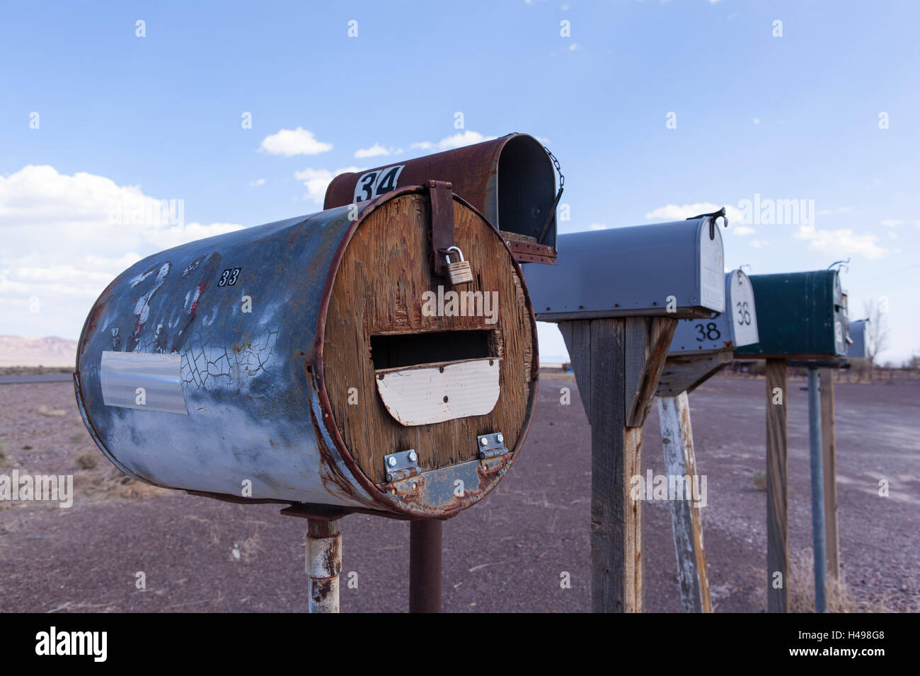 USA, Nevada, highway, mailboxes Stock Photo Alamy