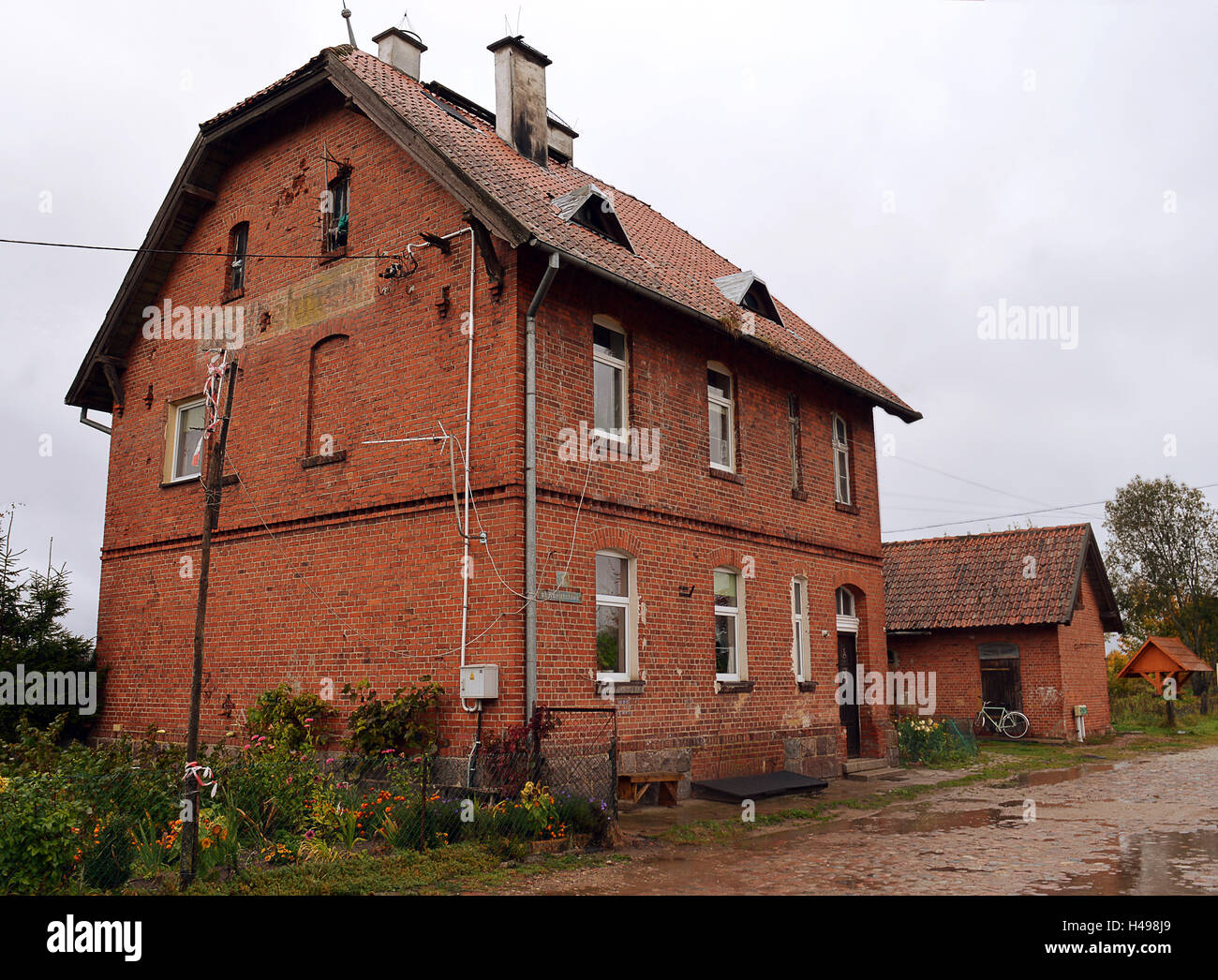The disused railway station at modern-day Zytkiejmy, Poland. Stock Photo