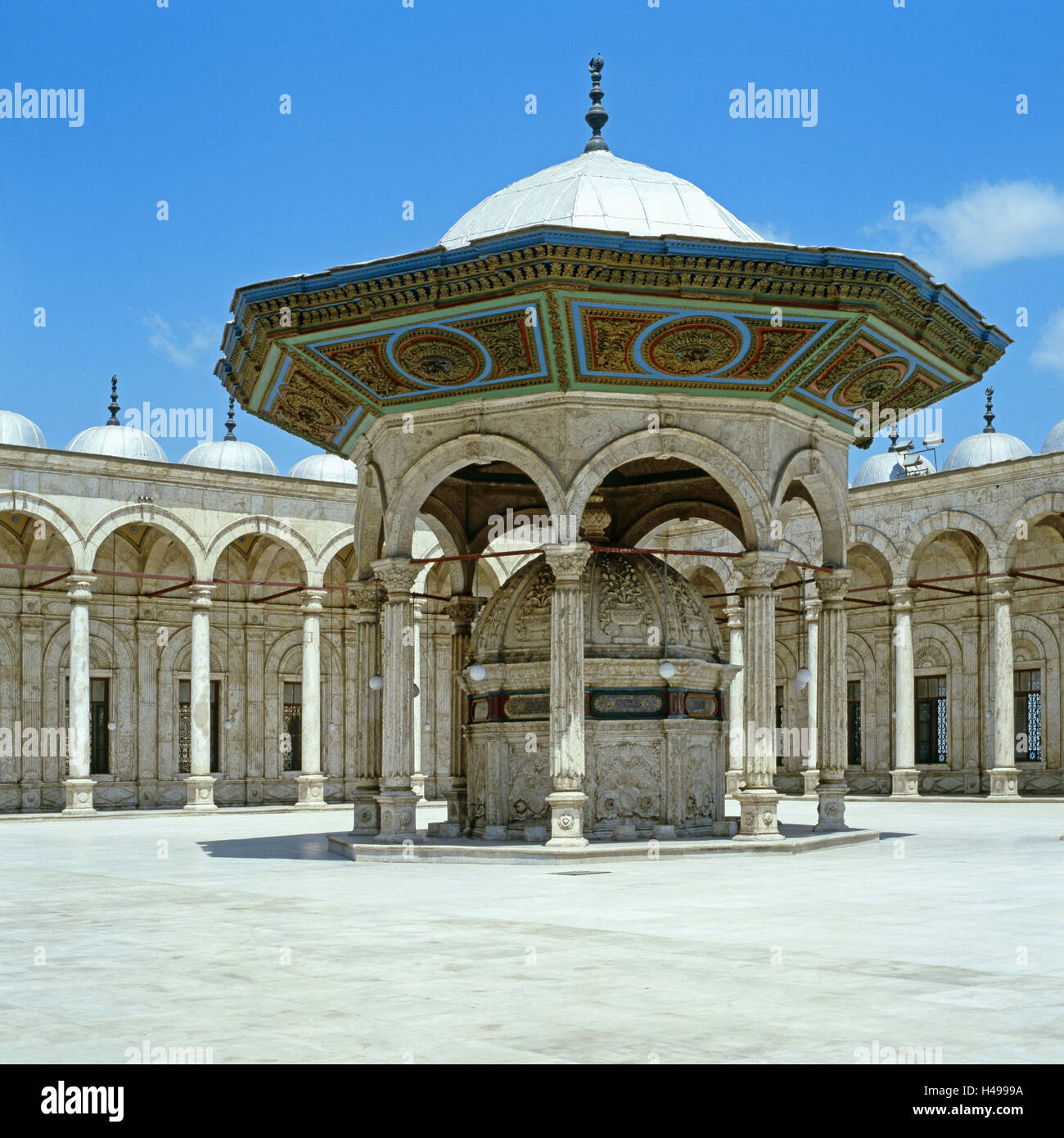 Egypt, Cairo, alabaster mosque, inner courtyard, cleaning well, nobody ...