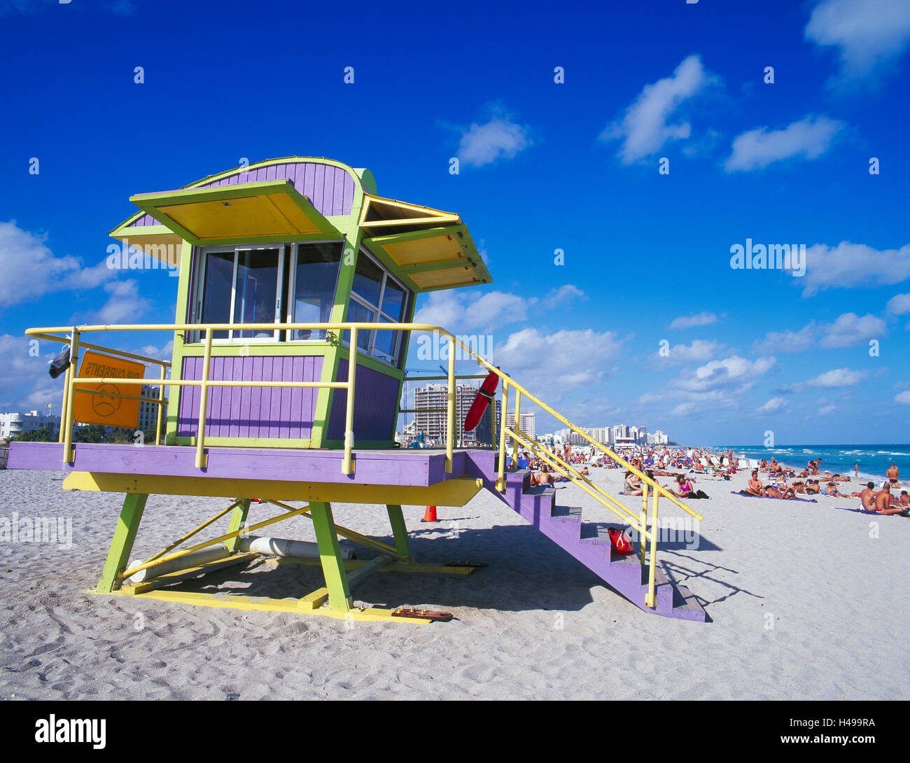 Lifeguards station, South Beach, Miami, Florida, USA Stock Photo
