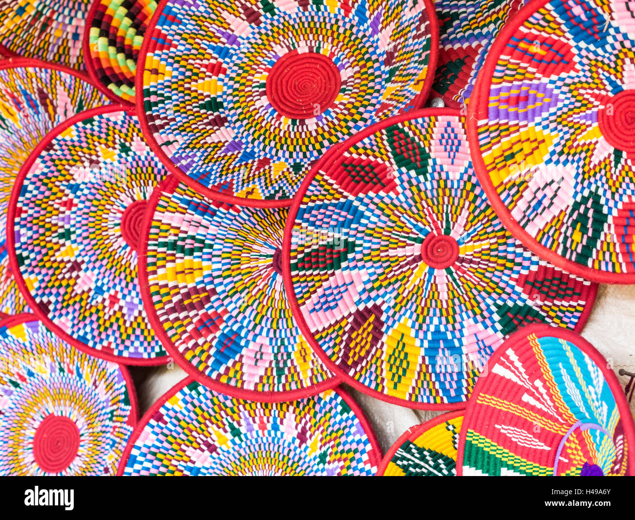 Traditional Ethiopian handmade Habesha baskets sold in Axum, Ethiopia