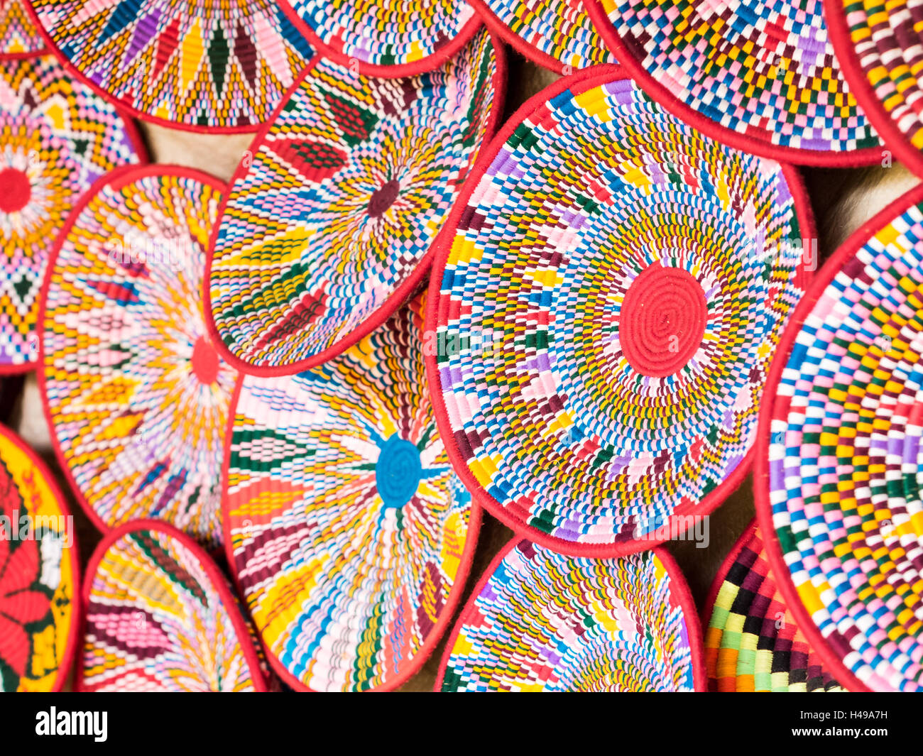 Traditional Ethiopian handmade Habesha baskets sold in Axum, Ethiopia. Stock Photo