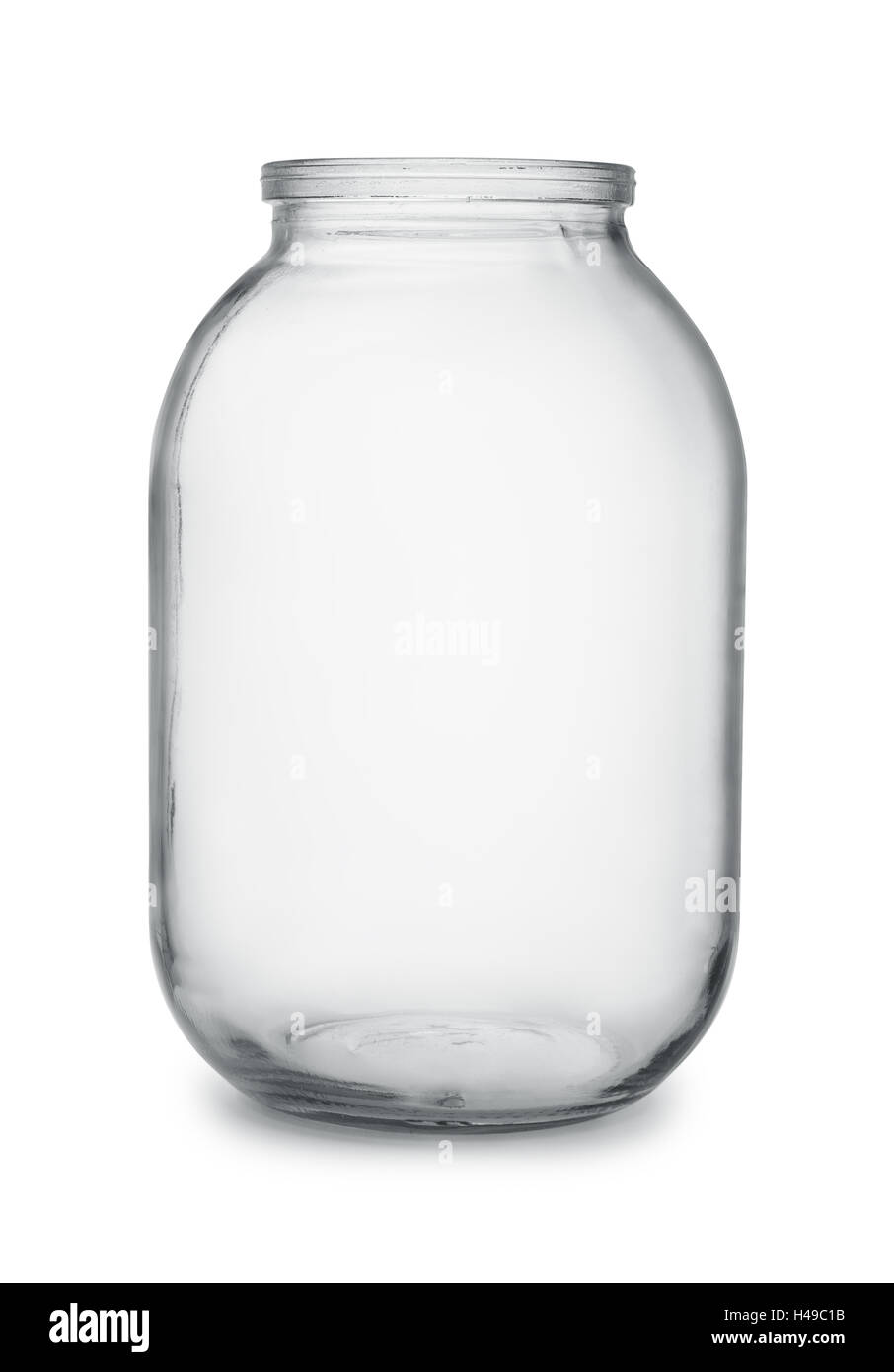 Large empty glass canning jar isolated on  white Stock Photo