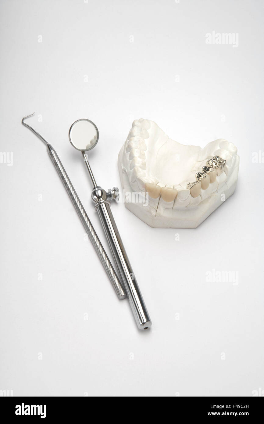 Dentist's instruments, gypsum impression, bite, cog crowns, health
