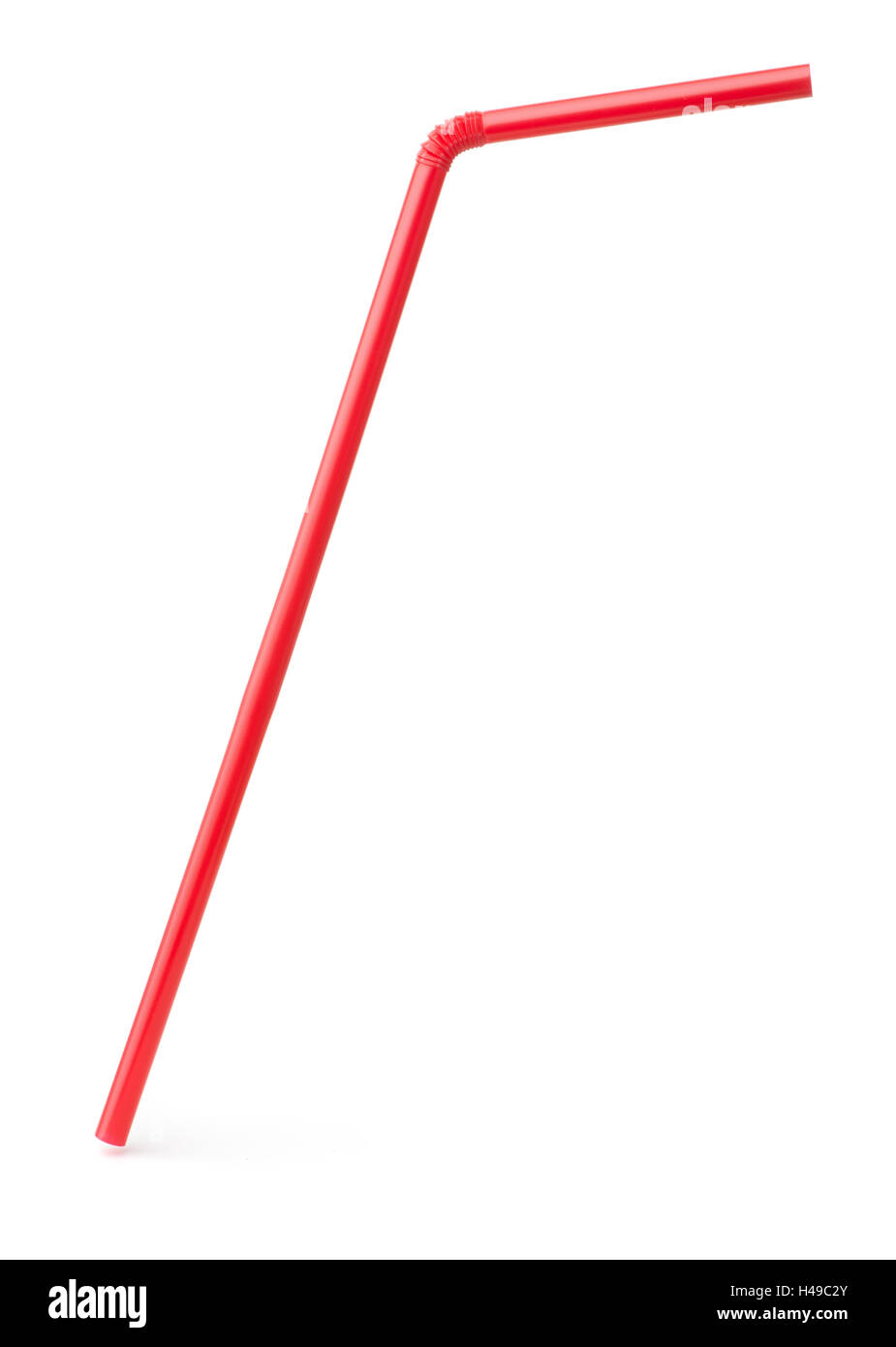 Single red drinking cocktail straw isolated on white Stock Photo
