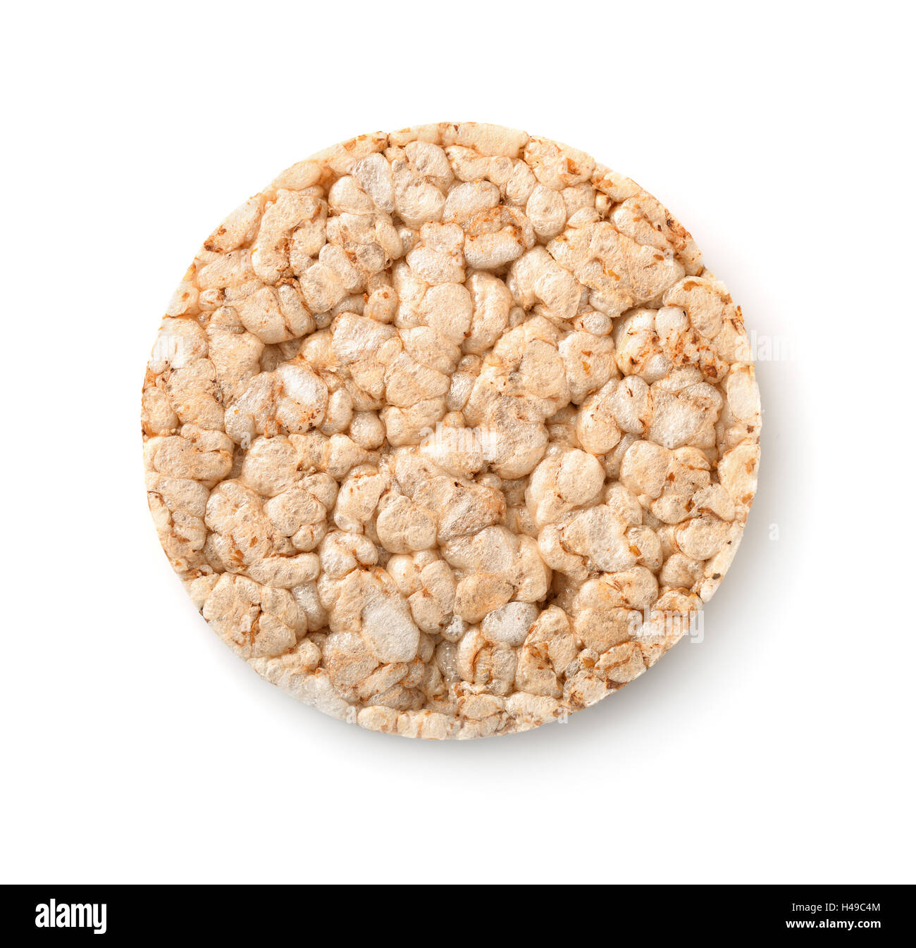 Top view of puffed whole grain crispbread isolated on white Stock Photo