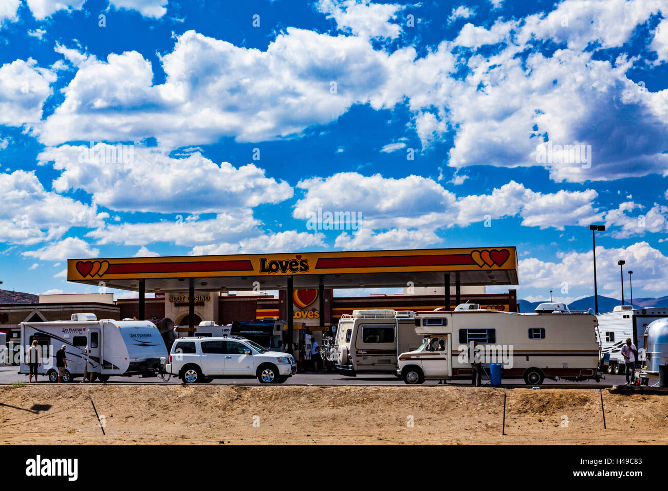 Burners on their way to Burning man stop in Fernley Nevada to stock up for the week in Black Rock City Stock Photo