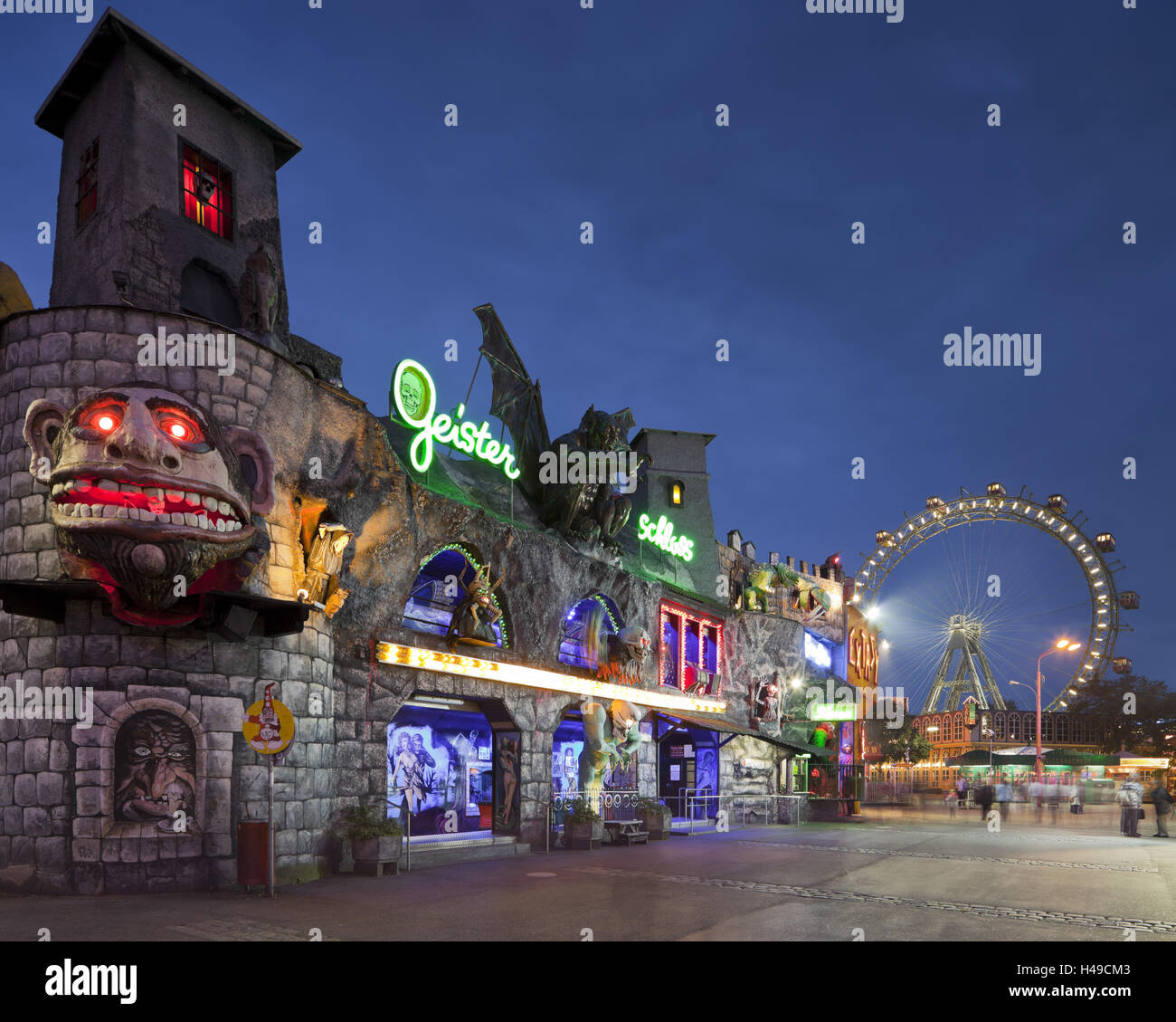 Austria, Vienna, 2nd district, Leopoldstadt, Viennese Prater, ghost train, big dipper, Stock Photo