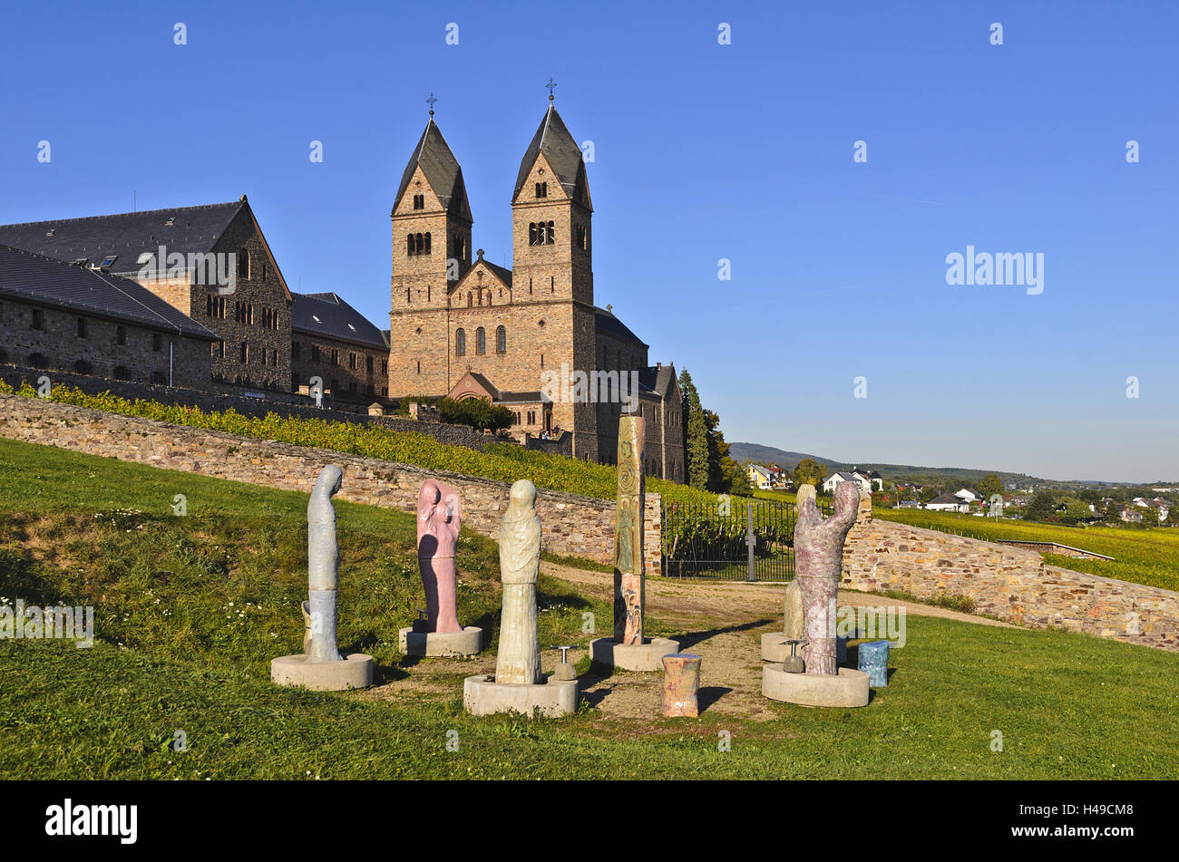 Germany, Hesse, Rheingau (region), Rüdesheim am Rhein (town), district Eibingen, Abbey St. Hildegard, Stock Photo