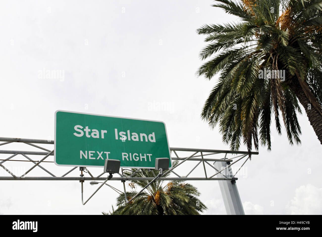 Sign 'Star Island', private island for millionnaires, Miami Beach, Florida, USA, Stock Photo