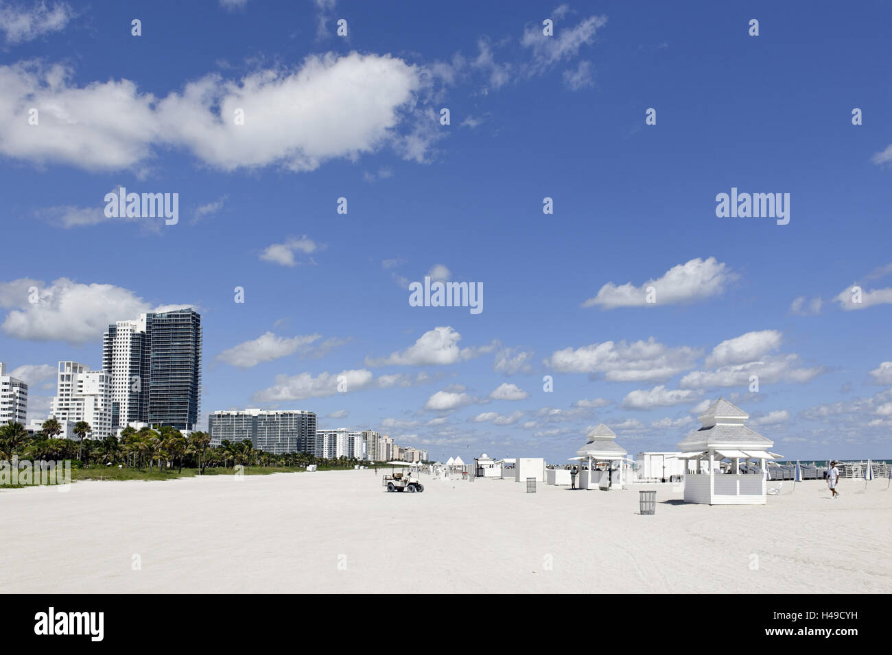 Beach area '14 ST', service stations, Atlantic Ocean, Miami South Beach, Art Deco District, Florida, USA, Stock Photo