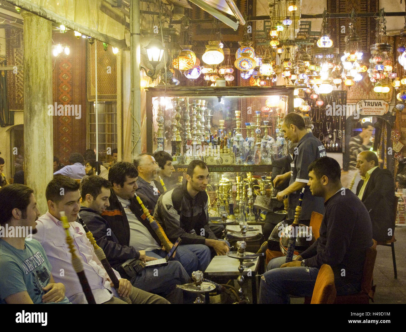 Turkey, Istanbul, Shisha bar with Cemberlitas, Stock Photo