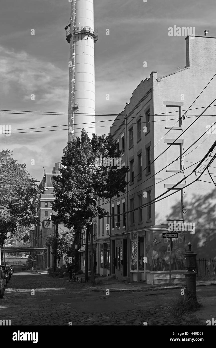Old houses on Hudson Street in Vinegar Hill, Brooklyn, New York Stock