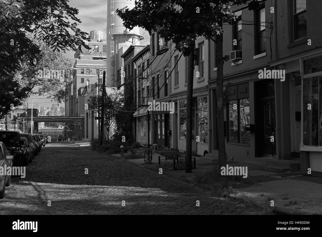 Old houses on Hudson Street in Vinegar Hill, Brooklyn, New York Stock