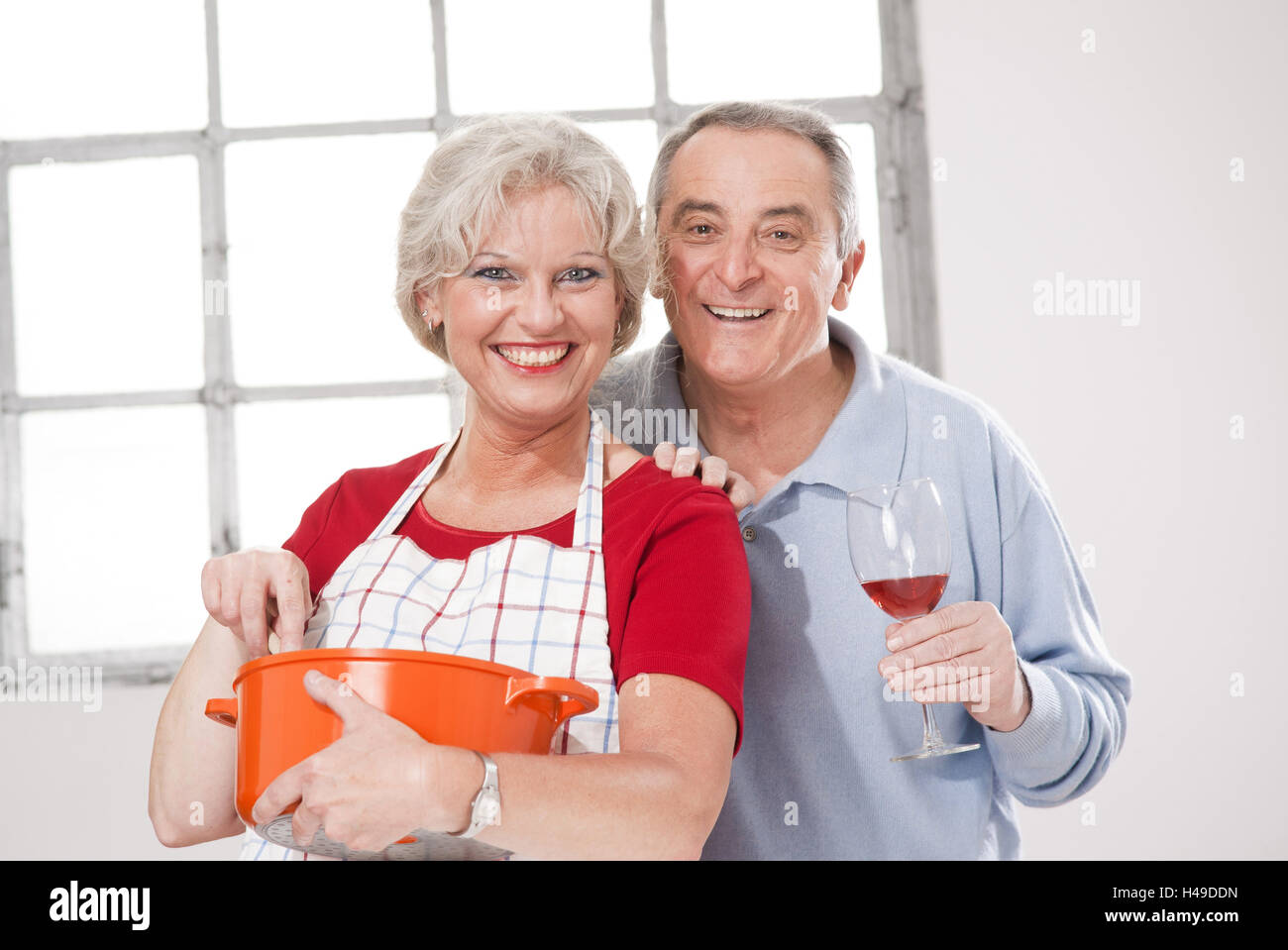 Older couple with the cooking, Stock Photo