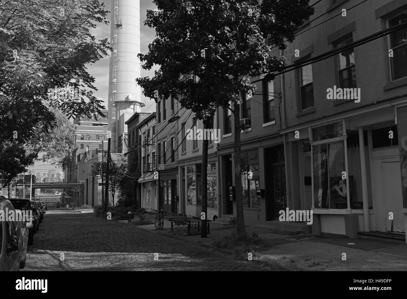 Old houses on Hudson Street in Vinegar Hill, Brooklyn, New York Stock