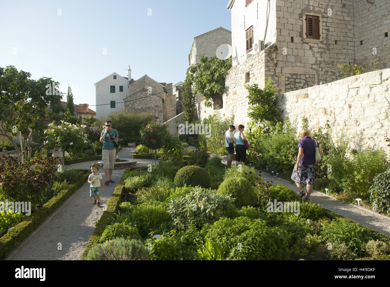 Croatia, Dalmatia, Sibenik, herb garden, visitor, Stock Photo
